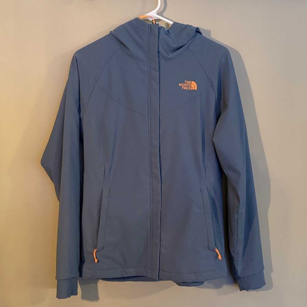 The North Face Light Blue Jacket with Orange Accents